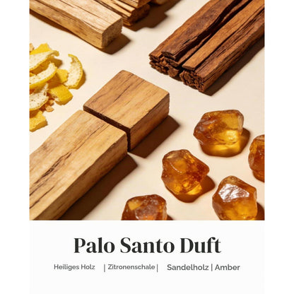 Duftkerze Palo Santo 3 Docht Sojawachs mit Kristall