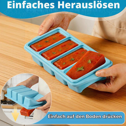 Silikon Gefriertablett 500ml mit Deckel - 2er Set für Meal Prep