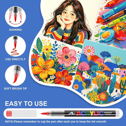 288 Acrylstifte Set Pinselspitze für Steine, Stoff & mehr