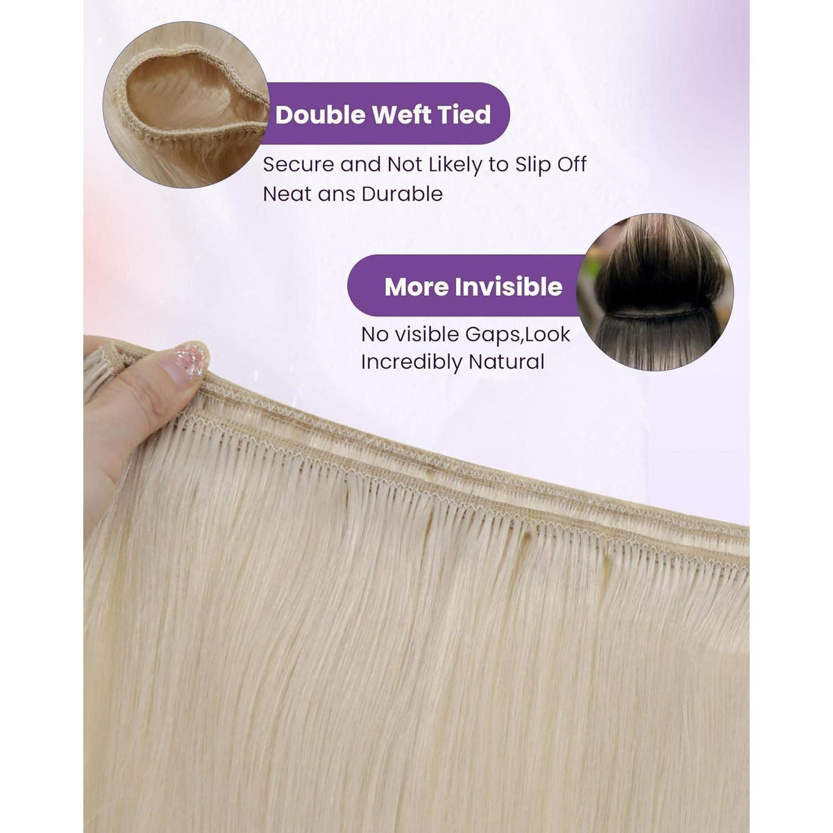 Echthaar Tressen Blond – 40cm, 100g, #60