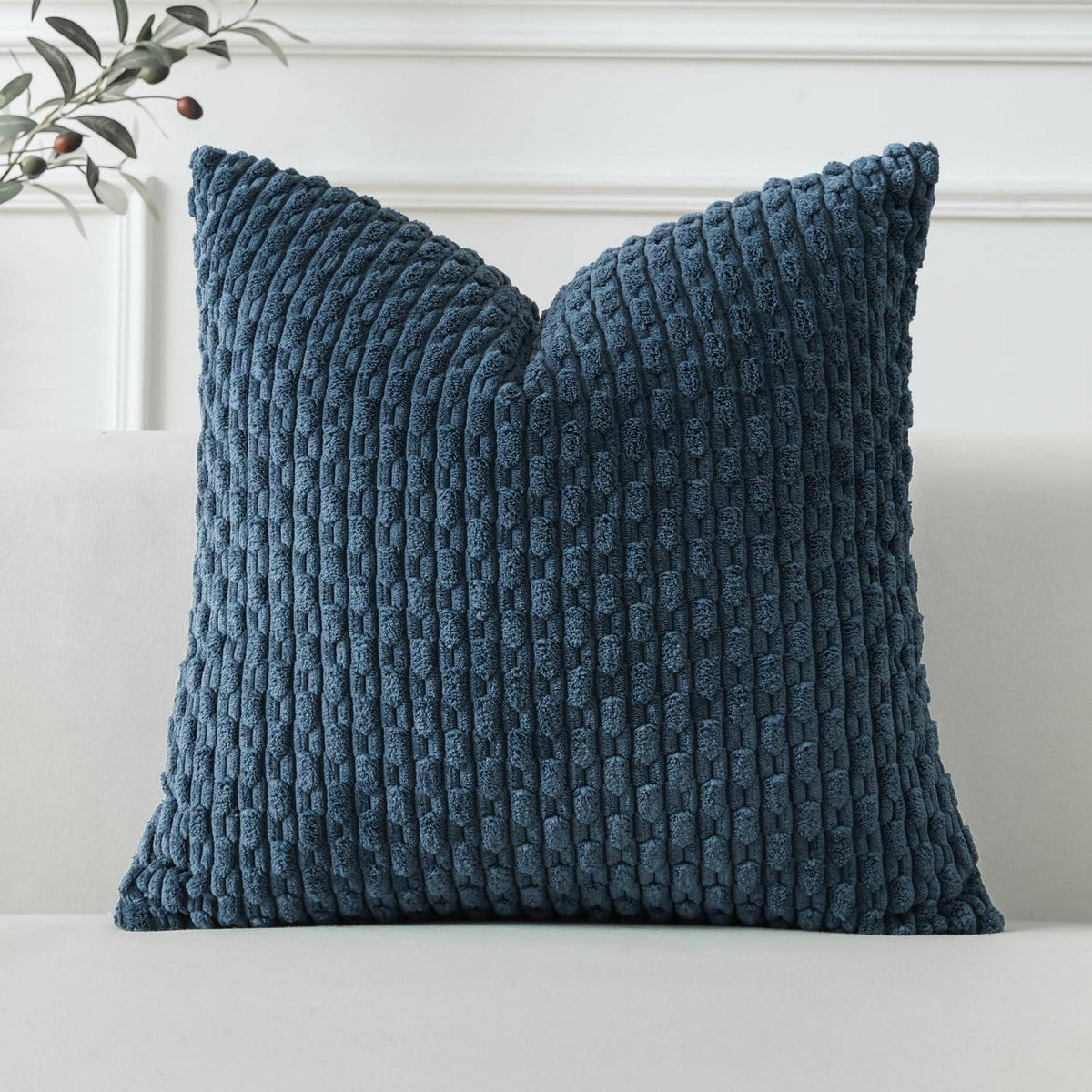 Kordsamt Kissenbezug 60x60 cm Blau – Weicher Boho Deko Bezug