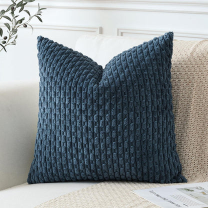 Kordsamt Kissenbezug 60x60 cm Blau – Weicher Boho Deko Bezug