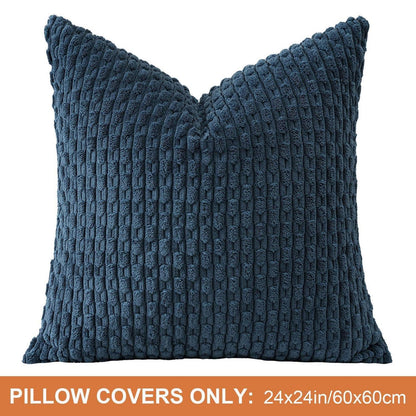 Kordsamt Kissenbezug 60x60 cm Blau – Weicher Boho Deko Bezug