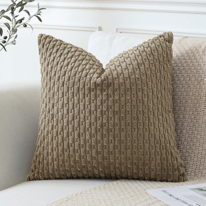 Kordsamt Kissenbezug 40x40 cm Braun – Weicher Boho Deko Bezug
