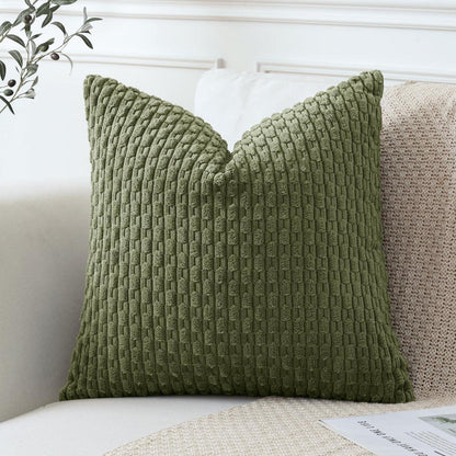 Kordsamt Kissenbezug 50x50 cm Olivgrün – Weicher Boho Deko Bezug