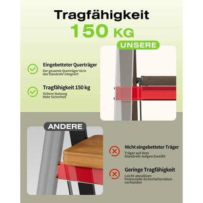 Trittleiter Aluminium Walnuss Optik 3 Stufen klappbar