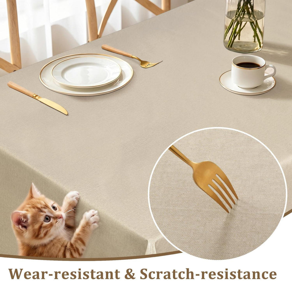 Abwischbare Tischdecke 80x80cm Beige – Wasserdicht & Pflegeleicht
