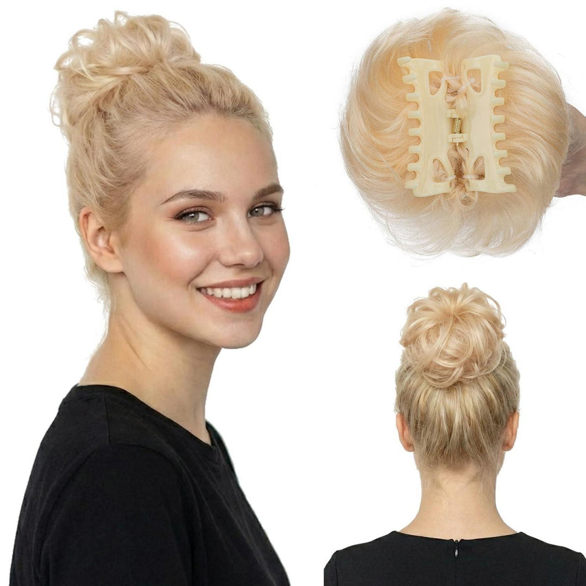 Echthaar Messy Bun mit Klammer – Gebleichtes Blond #613