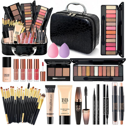 Komplettes Schminkset Damen mit Reisetasche & Lidschatten