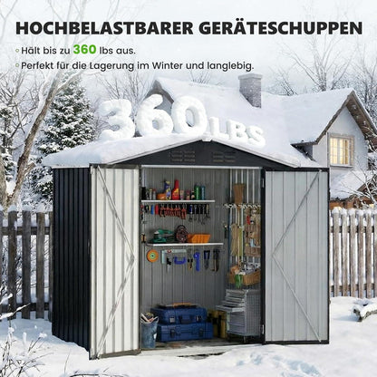Metall Gartenhaus 3,7 m³ – 196x132x185 cm, Gerätehaus & Fahrradgarage