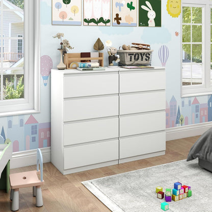 2x Kommode Weiß mit 4 Schubladen | Modernes Sideboard Set