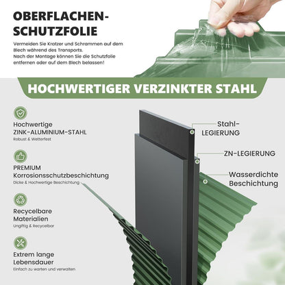 Metall Gartenhaus 2.1m³ Pultdach – 164x87x181 cm