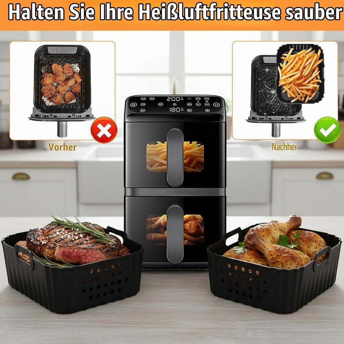 Silikonform für Heißluftfritteuse – Philips Airfryer 4000 Serie