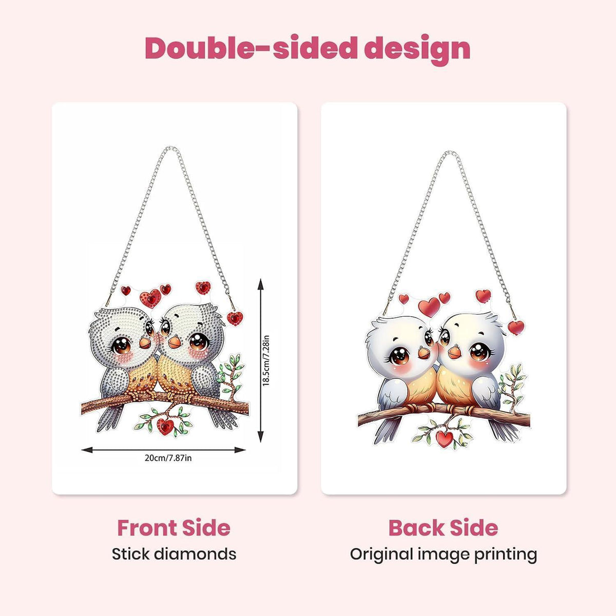 Diamant Painting Set Liebesvögel – DIY Hänge-Dekoration 20x20cm