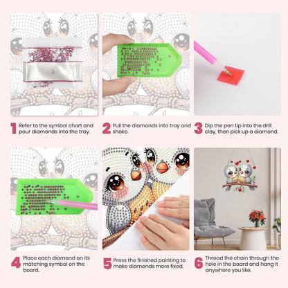 Diamant Painting Set Liebesvögel – DIY Hänge-Dekoration 20x20cm