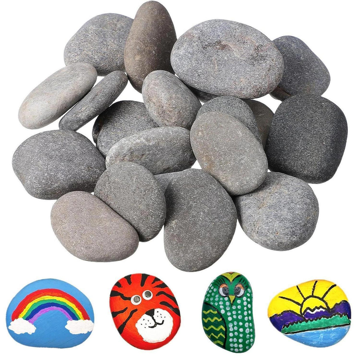24 Flache Steine zum Bemalen – Bastelset für Kinder & Garten