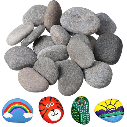 24 Flache Steine zum Bemalen – Bastelset für Kinder & Garten