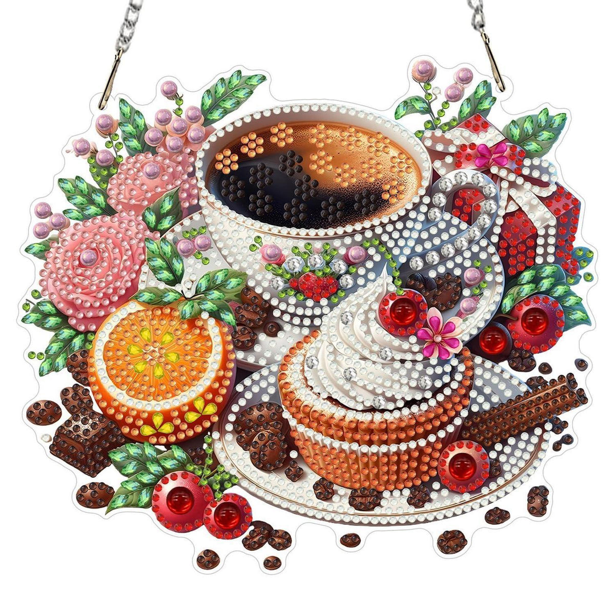 Diamantmalerei Cupcake Kaffee Hängebild DIY Set 20x20cm