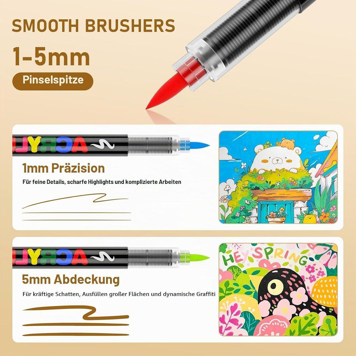 Acrylstifte Set 366 Farben – Pinselspitze für Steine, Holz & mehr