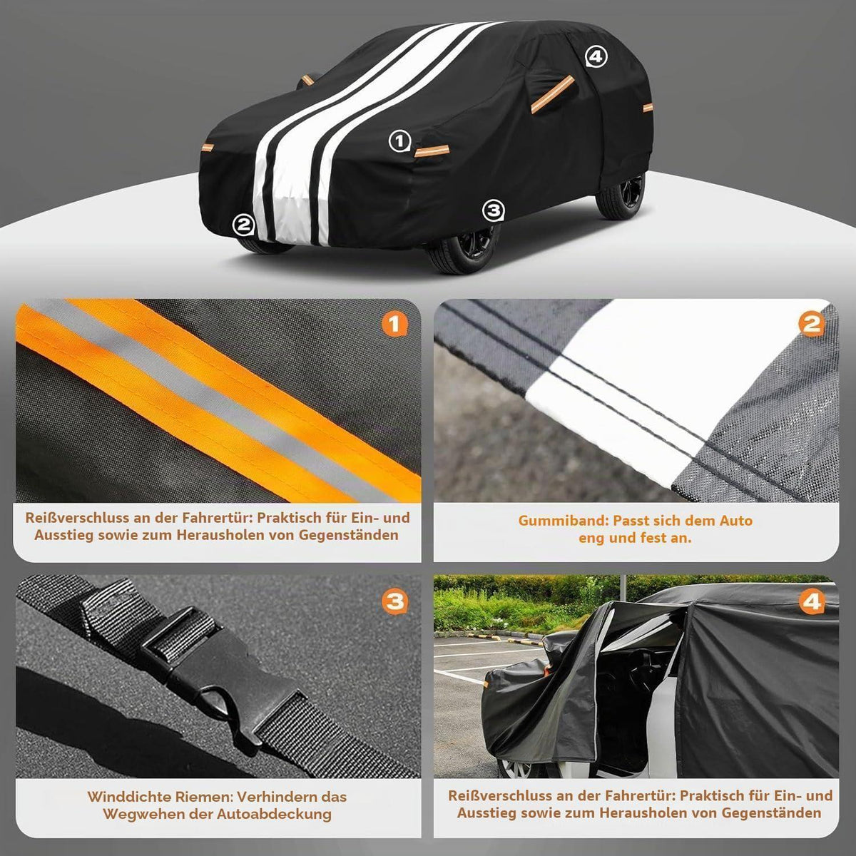 Robuste SUV Autoabdeckung Wasserdicht – Schutz vor Regen, Schnee & UV-Strahlen (485-510cm)