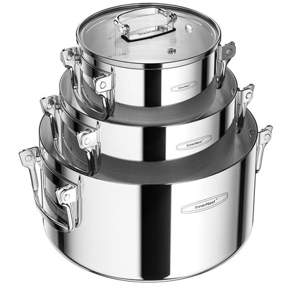 Edelstahl Topfset 6-teilig mit Glasdeckel – Induktion & Herdgeeignet