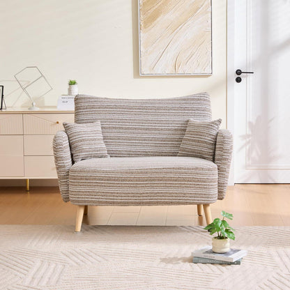Relaxsessel mit Bouclé Stoff & Seitentaschen, Khaki