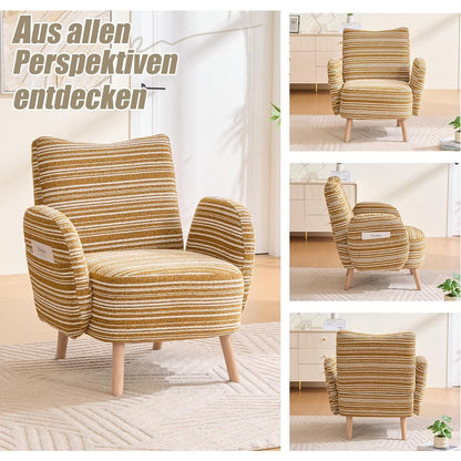 Ohrensessel Relaxsessel Gelb mit Massivholzbeinen