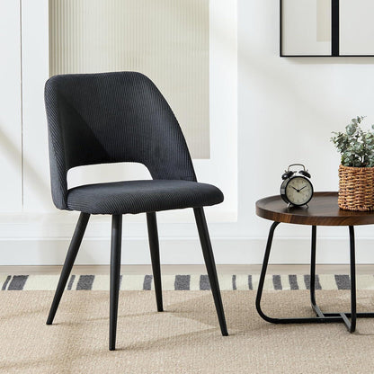 6 Esszimmerstühle mit Cordstoff – Schwarz, Ergonomisch & Robust