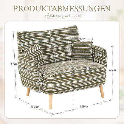 Olivgrüner Ohrensessel mit Beinen aus Massivholz