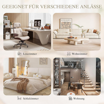 Olivgrüner Ohrensessel mit Beinen aus Massivholz