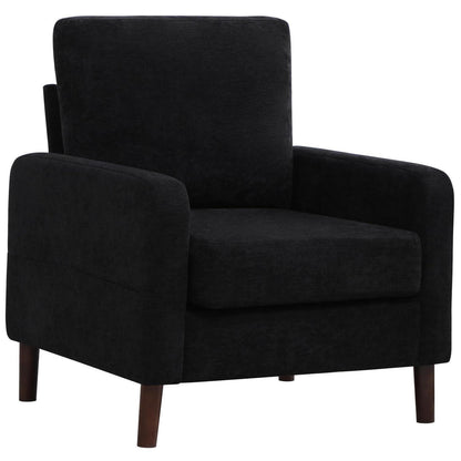Bequemer Lesesessel Schwarz mit Holzbeinen & Chenille-Stoff