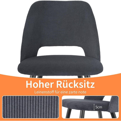4er Set Esszimmerstühle mit Cordstoff – Multicolor