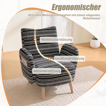 Ohrensessel Relaxsessel Schwarz – Bequemer Lesesessel mit Massivholzbeinen