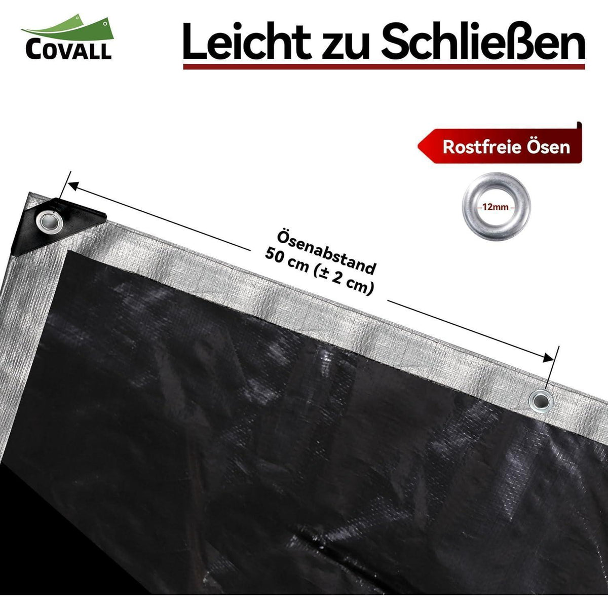 Wasserdichte Abdeckplane 5x6m – LKW Plane, Silber/Schwarz
