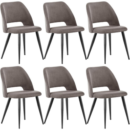 6er Set Esszimmerstühle mit Cordstoff, Braun