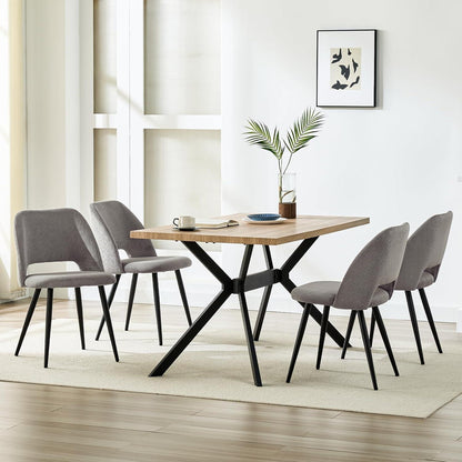 6er Set Esszimmerstühle mit Cordstoff, Braun