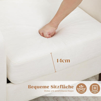 Gepolsterter Lesesessel mit Holzbeinen – Weiß