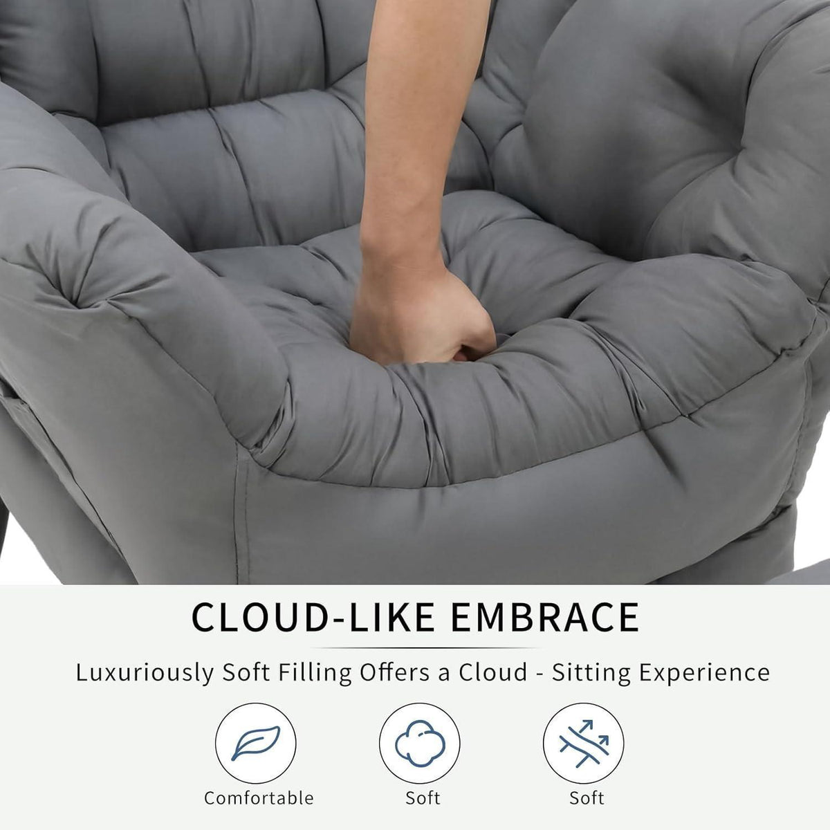 Clevich Ohrensessel mit Hocker – Bequemer Lazy Chair für Wohnzimmer