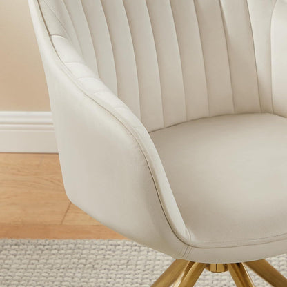 Drehstuhl Esszimmer Beige – Samt Sessel mit Armlehnen