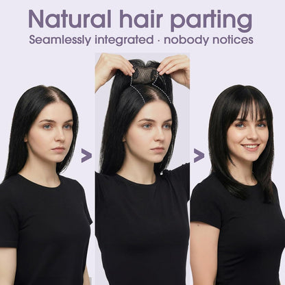 Echthaar Topper mit Pony – Volumen & natürliche Fülle
