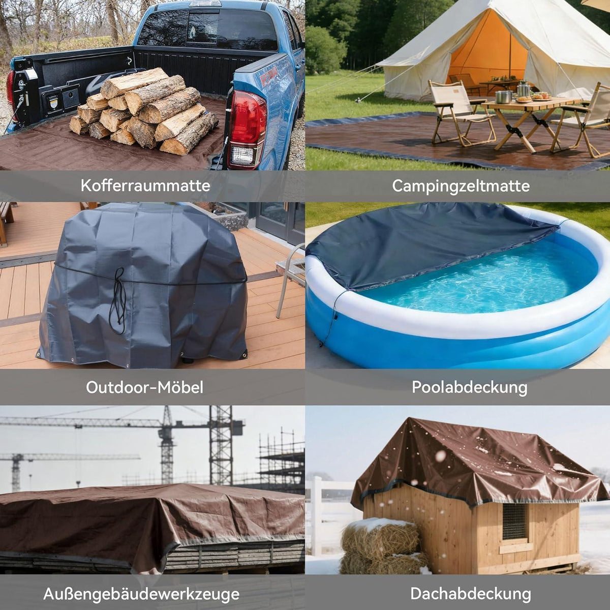 Schwere Abdeckplane 6x8m | 280g/m² | Reißfest & UV-beständig