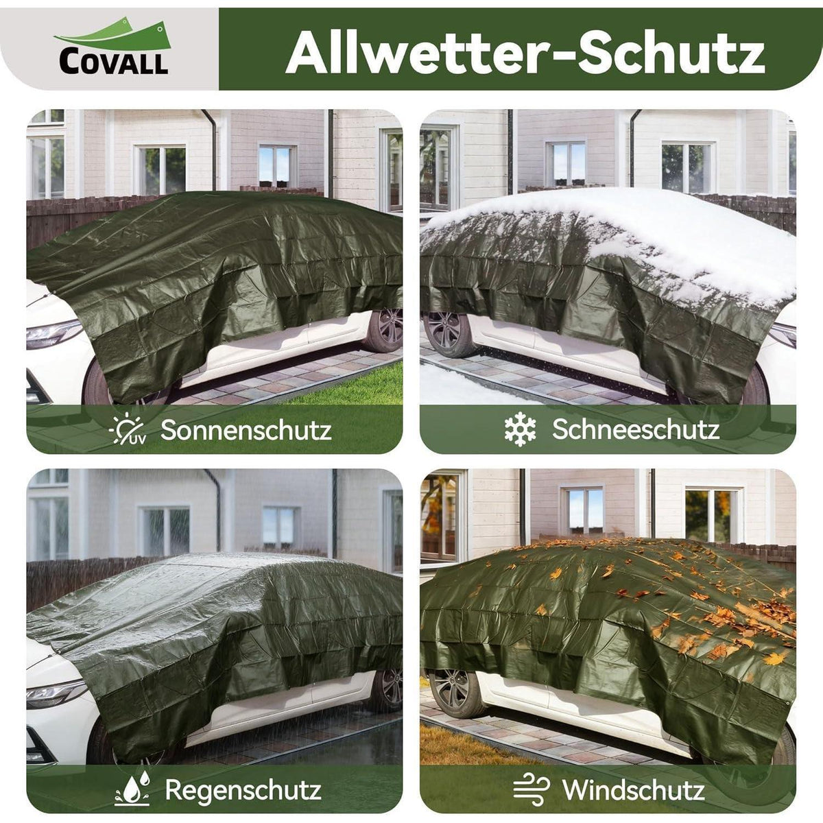 Grüne Abdeckplane 6x10m | Wasserdicht, UV-beständig & Reißfest