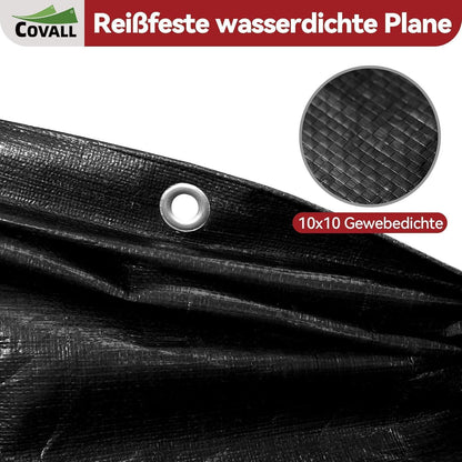 Abdeckplane 6x8m Schwarz | Wasserdicht & Reißfest für Garten, Camping & Auto