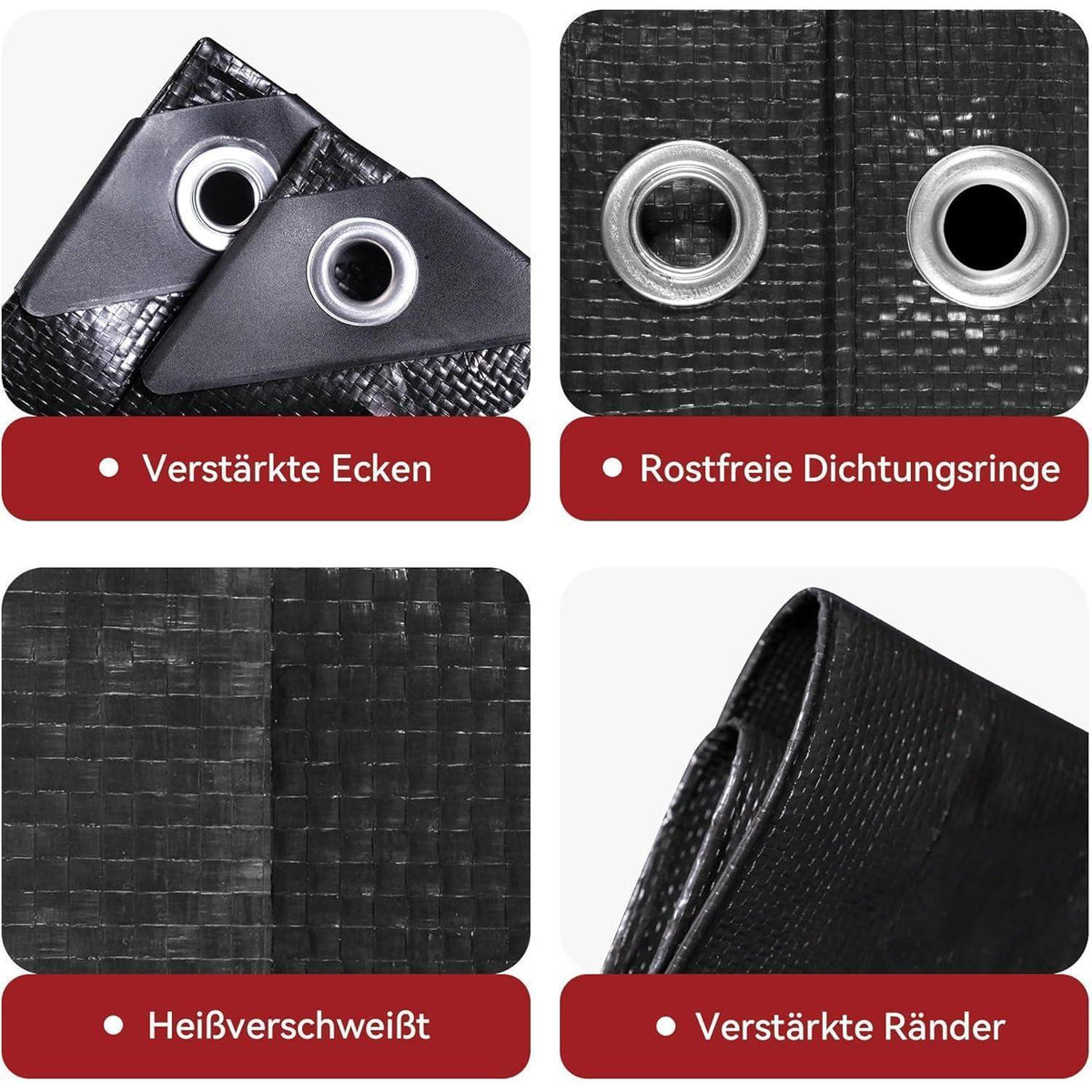 Abdeckplane 6x8m Schwarz | Wasserdicht & Reißfest für Garten, Camping & Auto