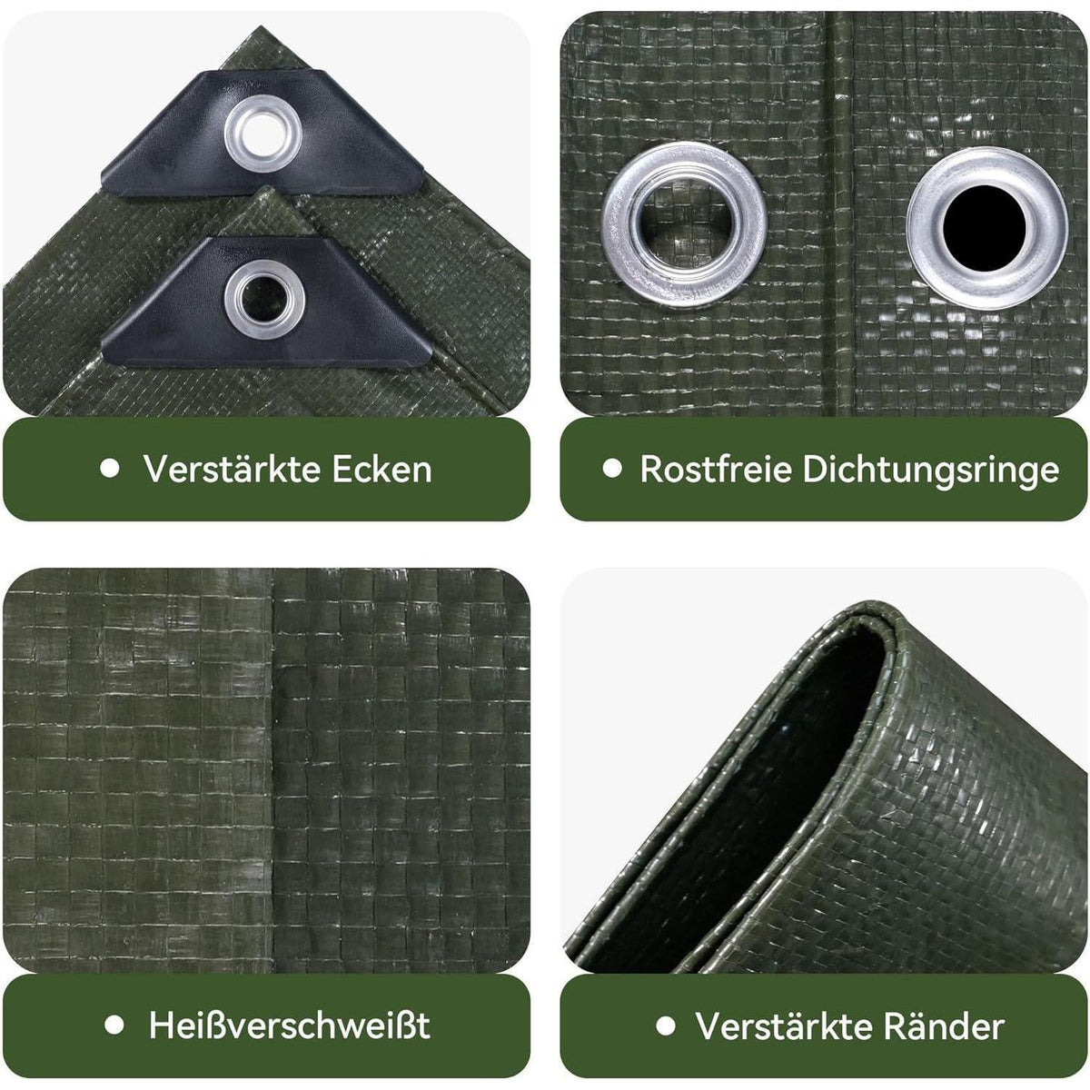 Grüne Abdeckplane 10x10m | Wasserdicht, UV-Beständig & Reißfest