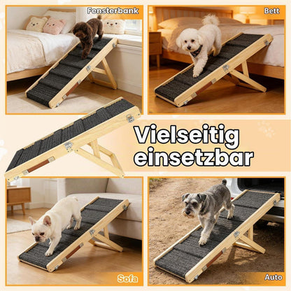Klappbare Hunderampe Holz – Höhenverstellbar & Rutschfest