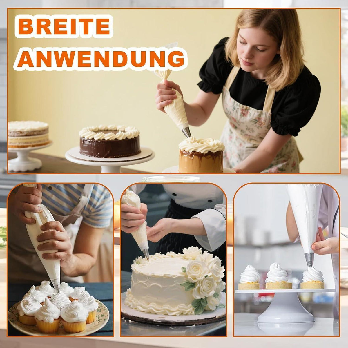 4er-Pack Wiederverwendbare Spritzbeutel – 30 cm zum Verzieren