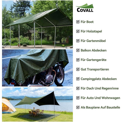 Grüne Abdeckplane 4x6m | Wasserdicht, UV-beständig & Reißfest