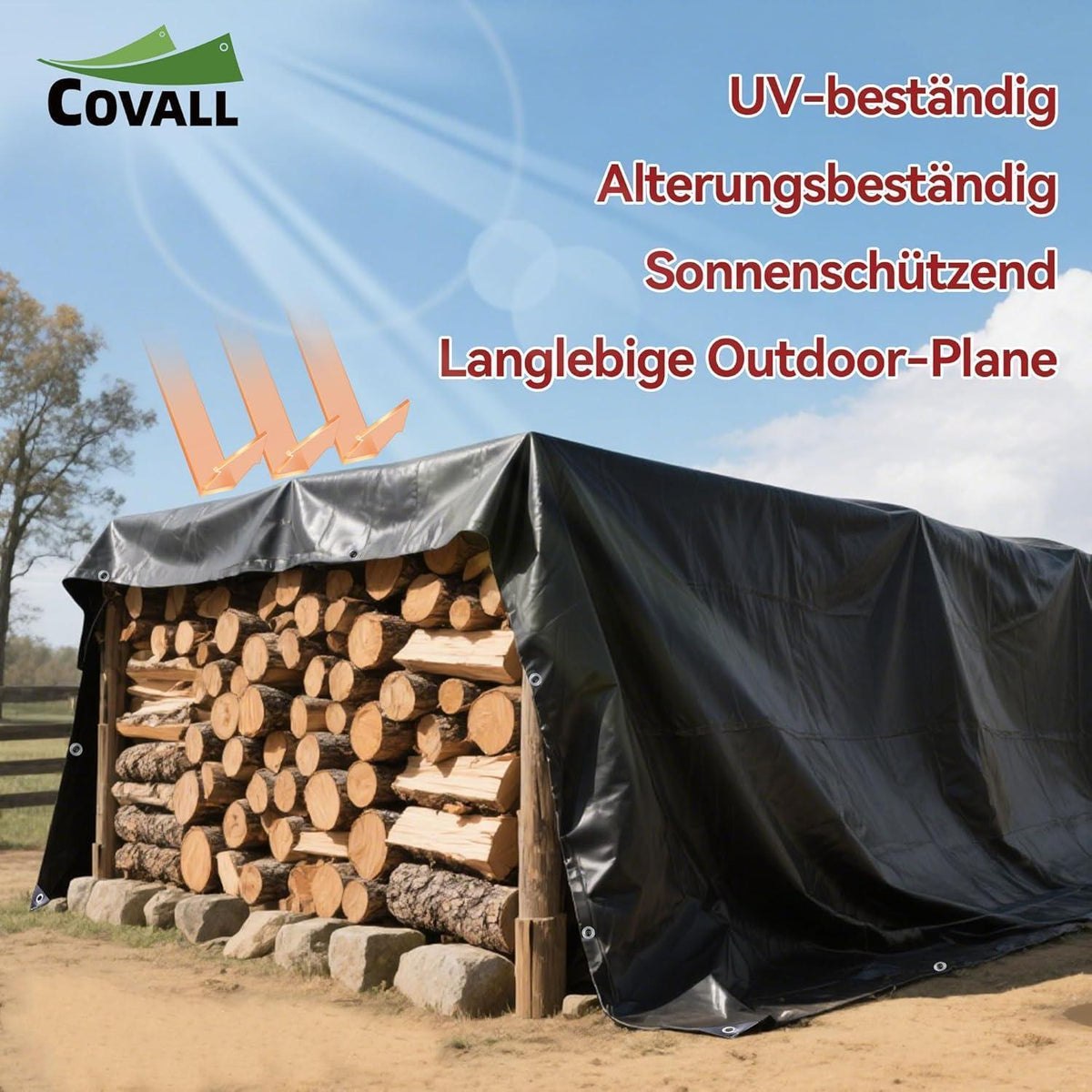 Abdeckplane 6x10m Schwarz | Wasserdicht & Reißfest für Garten, Camping & Auto