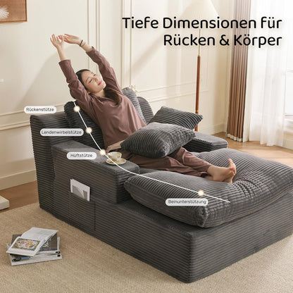 160cm Chaiselongue Sofa mit Schlaffunktion – Grau